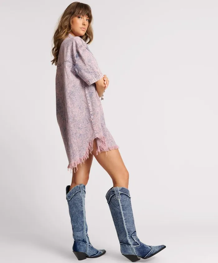 One Teaspoon Denim Dresses Women Candy Acid Paris Denim Shirt Dress