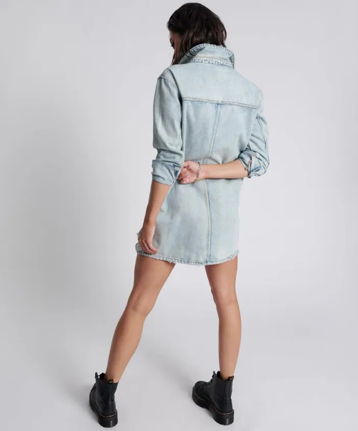 One Teaspoon Denim Dresses Women Kansas Blue Trucker Shirt Dress
