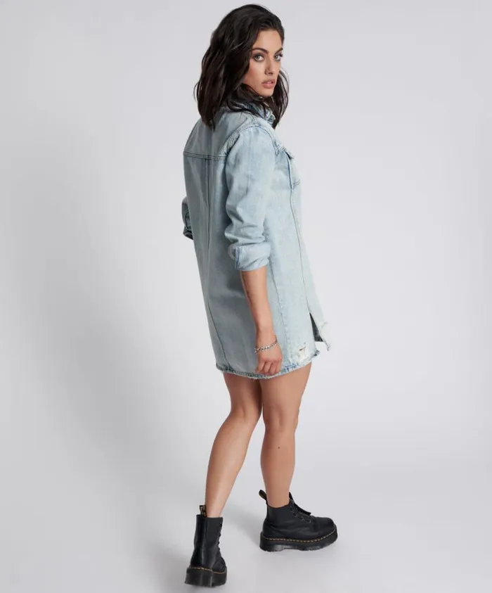 One Teaspoon Denim Dresses Women Kansas Blue Trucker Shirt Dress