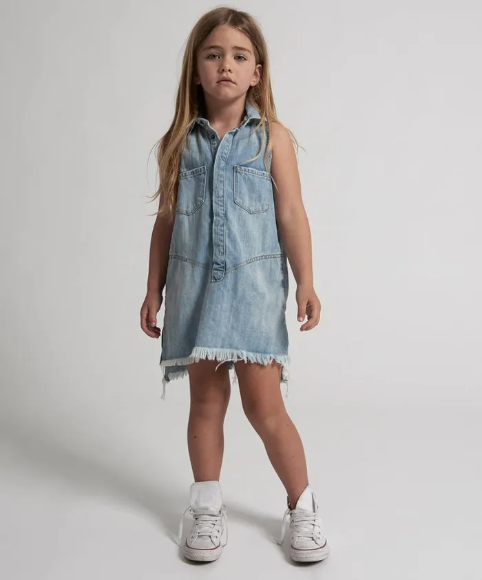 One Teaspoon Denim Dresses Women Kids Hustler Mini Braxton Dress Blue
