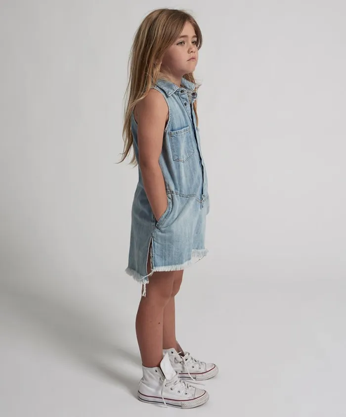 One Teaspoon Denim Dresses Women Kids Hustler Mini Braxton Dress Blue