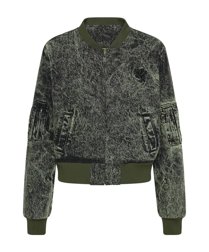 One Teaspoon Denim Jackets Women Black Khaki Denim Bomber Jacket