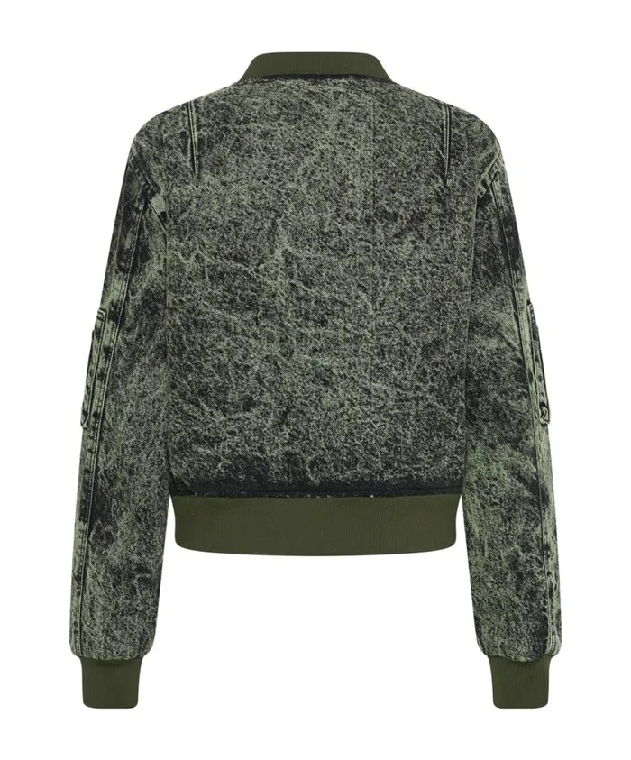 One Teaspoon Denim Jackets Women Black Khaki Denim Bomber Jacket