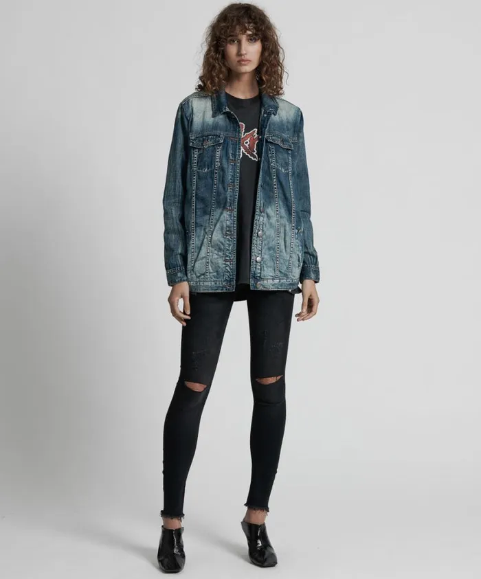 One Teaspoon Denim Jackets Women Blue Maiden All Star Denim Jacket