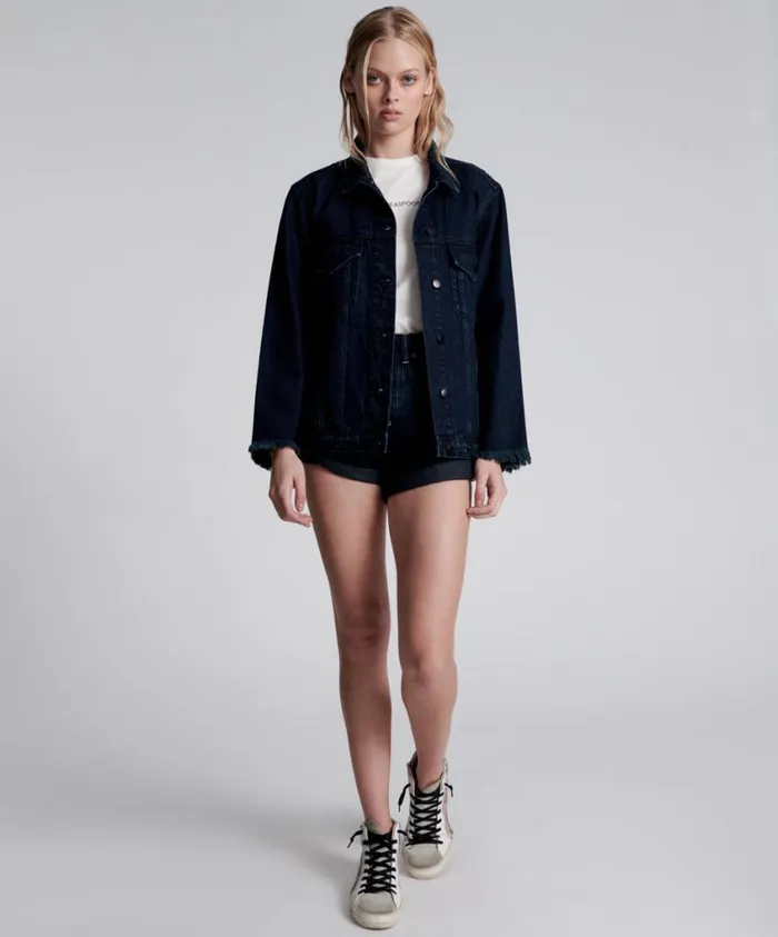 One Teaspoon Denim Jackets Women Crystal Rock N Roll Recycled Denim Jacket