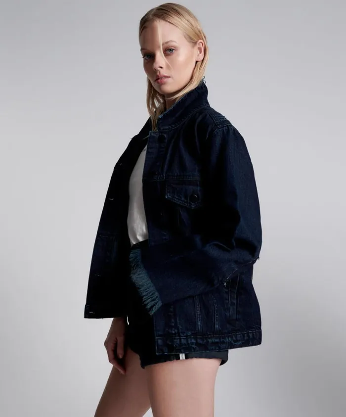 One Teaspoon Denim Jackets Women Crystal Rock N Roll Recycled Denim Jacket