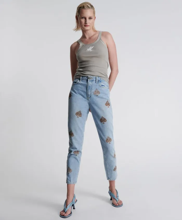 One Teaspoon Denim Jeans Women Aced Legend High Waist Mom Fit Jeans