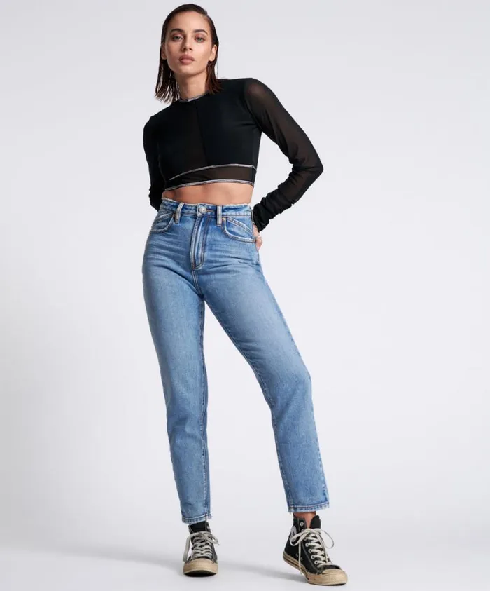 One Teaspoon Denim Jeans Women Berlin Blue Legend High Waist Mom Jeans