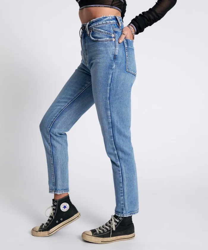 One Teaspoon Denim Jeans Women Berlin Blue Legend High Waist Mom Jeans