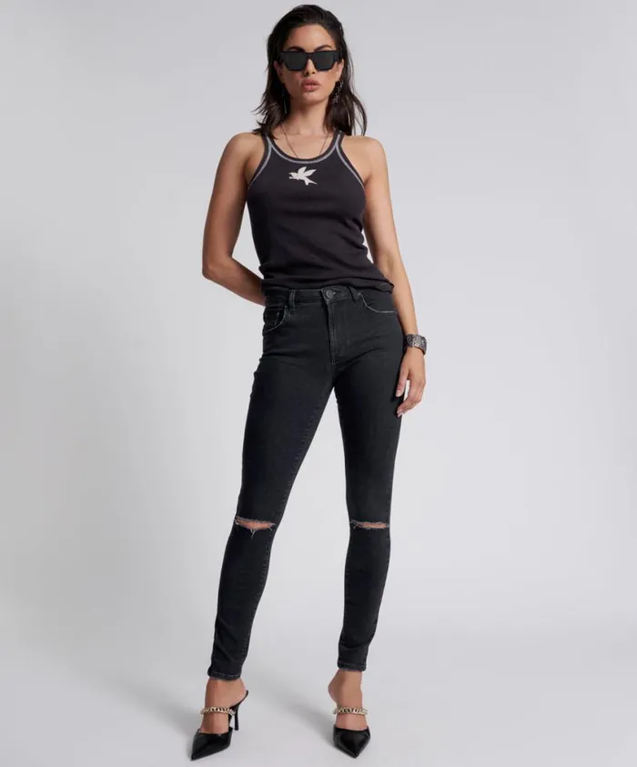 One Teaspoon Denim Jeans Women Black Freebirds II High Waist Skinny Jeans