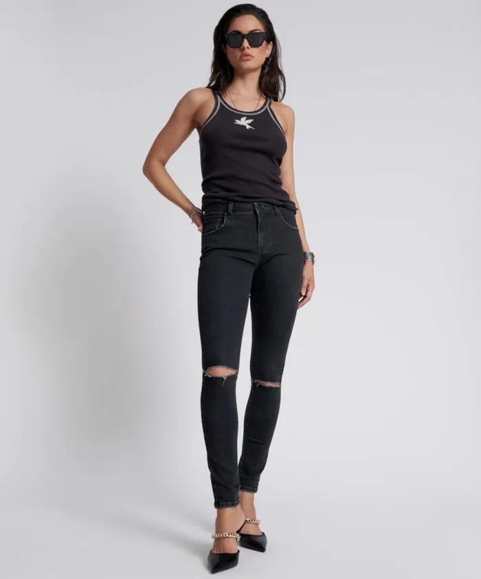 One Teaspoon Denim Jeans Women Black Freebirds II High Waist Skinny Jeans