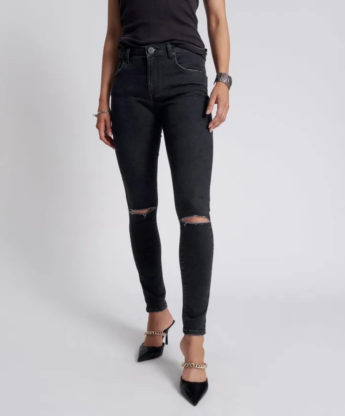 One Teaspoon Denim Jeans Women Black Freebirds II High Waist Skinny Jeans