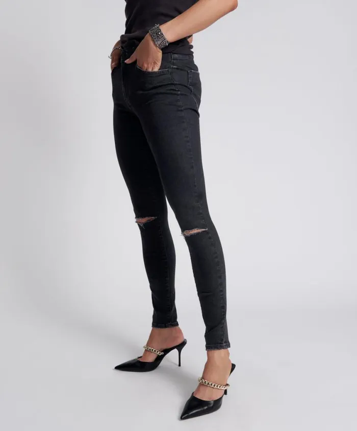 One Teaspoon Denim Jeans Women Black Freebirds II High Waist Skinny Jeans