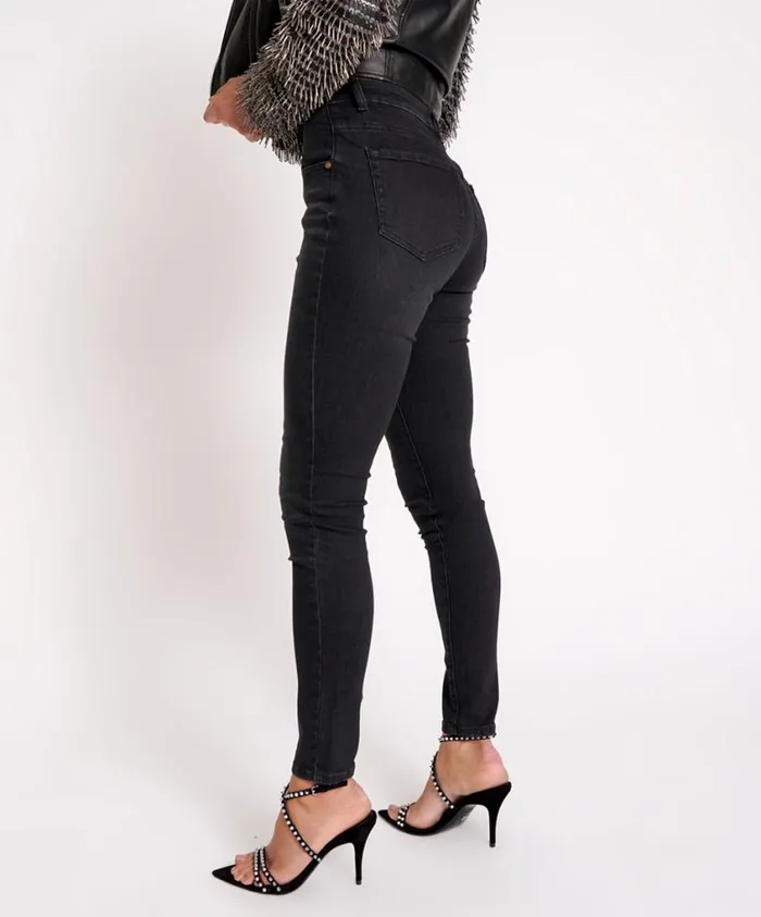 One Teaspoon Denim Jeans Women Black Ink Freebirds Ii High Waist Fitted Jeans