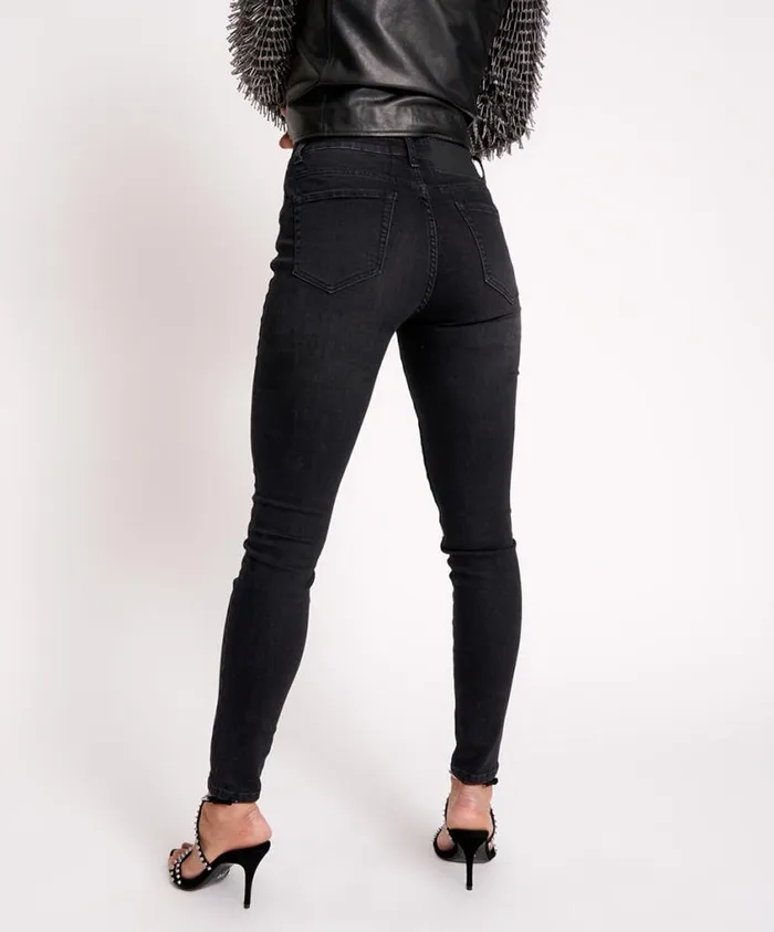 One Teaspoon Denim Jeans Women Black Ink Freebirds Ii High Waist Fitted Jeans