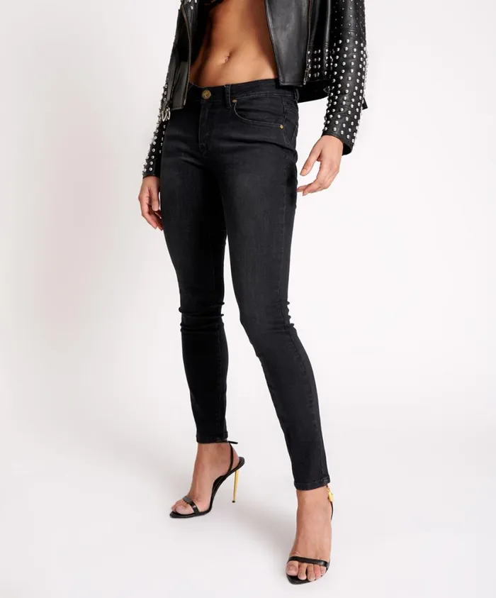 One Teaspoon Denim Jeans Women Black Ink Freebirds Ii Low Waist Fitted Jeans