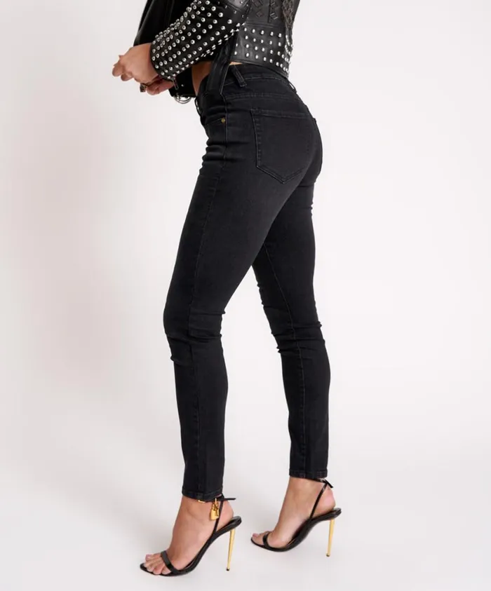 One Teaspoon Denim Jeans Women Black Ink Freebirds Ii Low Waist Fitted Jeans