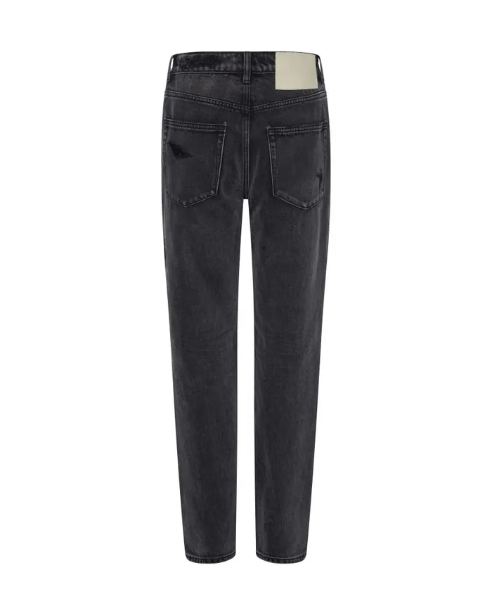 One Teaspoon Denim Jeans Women Black Messed Up Truckers Straight Leg Jeans