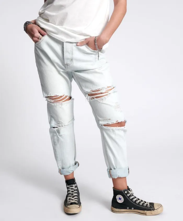 One Teaspoon Denim Jeans Women Brando Trashed Saints Boyfriend Jeans