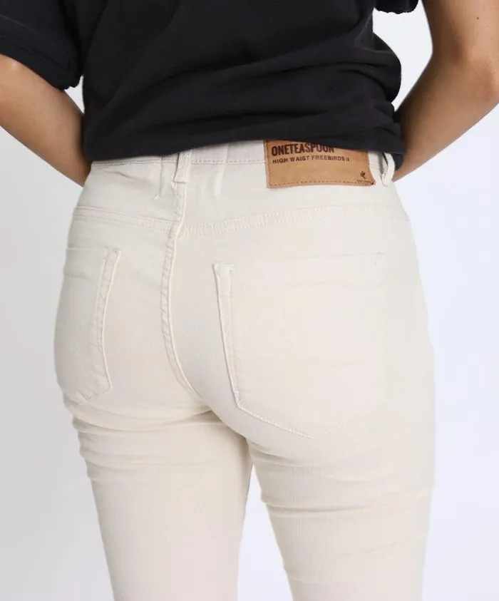 One Teaspoon Denim Jeans Women Cream Freebirds II High Waist Skinny Jean