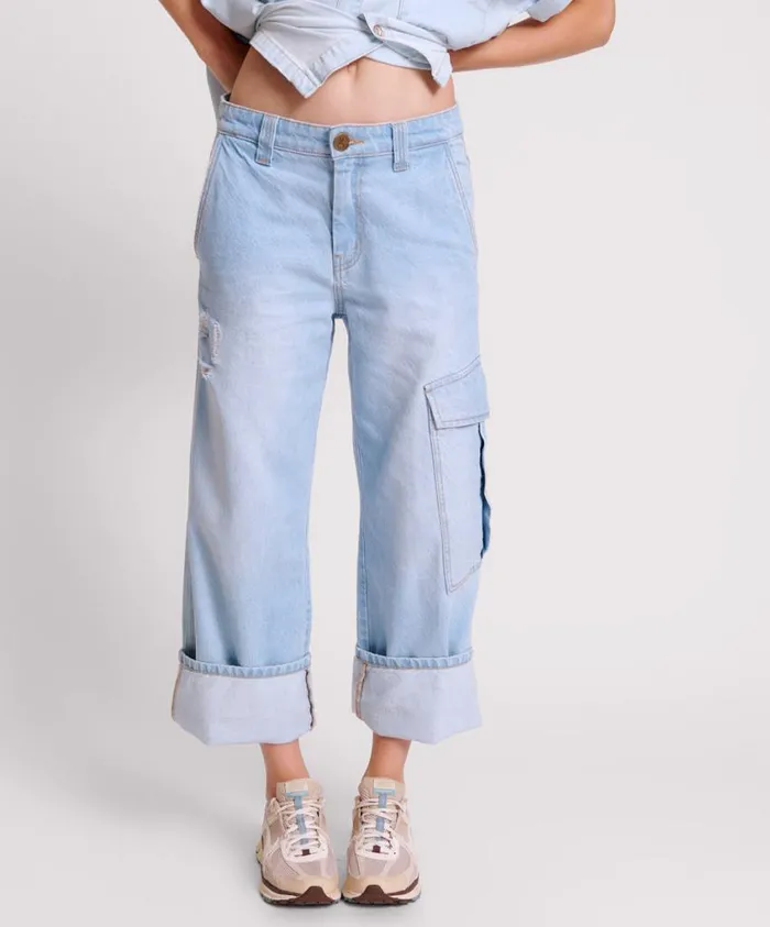 One Teaspoon Denim Jeans Women Cyber Blue New Fictions Low Waist Utility Jeans
