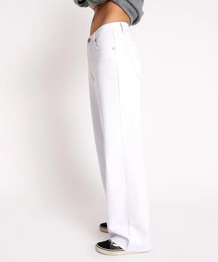 One Teaspoon Denim Jeans Women Fresh White Wide Leg Jeans 8211 Jackson Mid Waist