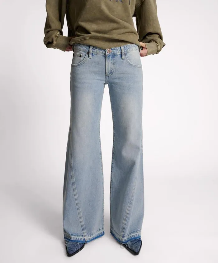 One Teaspoon Denim Jeans Women Hendrixe Johnnies Low Waist Wide Leg Jean
