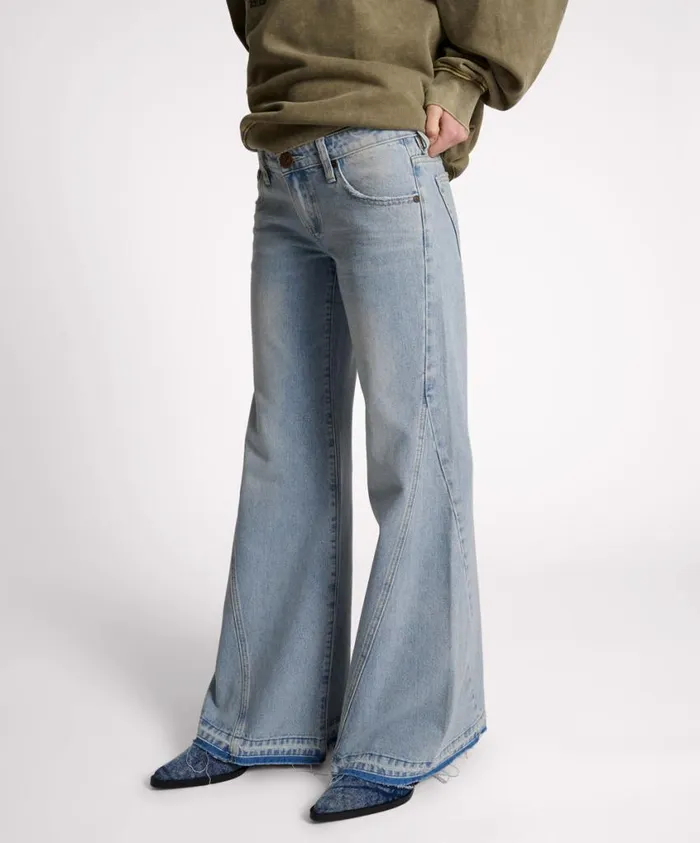 One Teaspoon Denim Jeans Women Hendrixe Johnnies Low Waist Wide Leg Jean