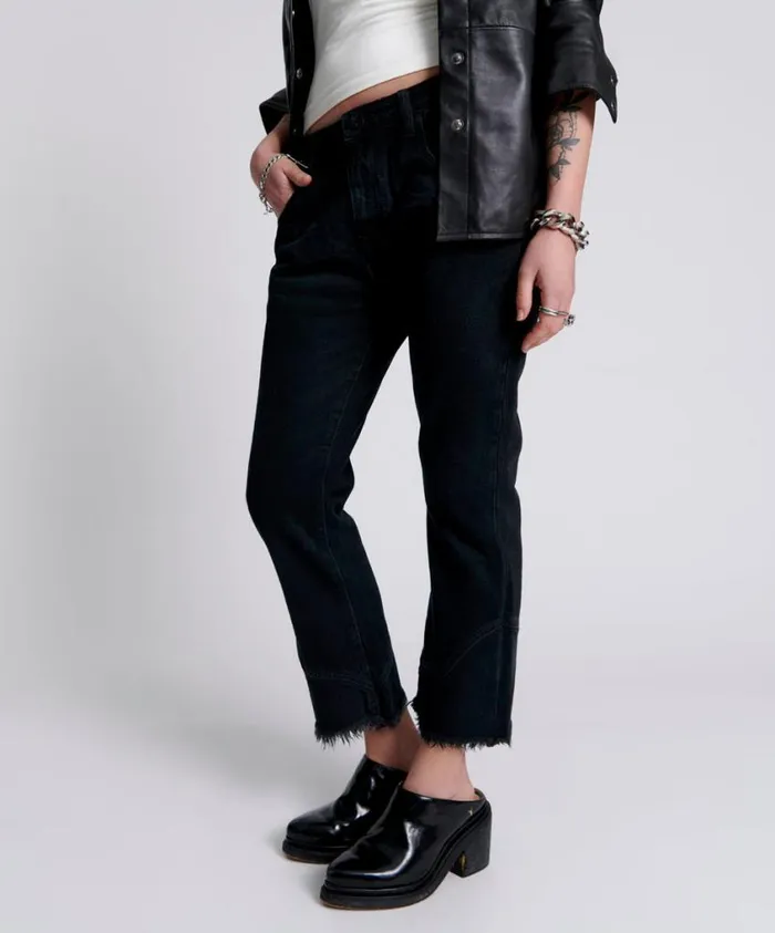 One Teaspoon Denim Jeans Women Kicks Mid Waist Kick Flare Jean