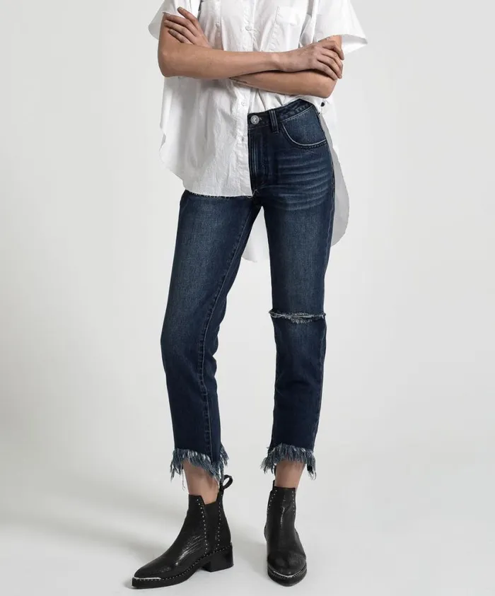 One Teaspoon Denim Jeans Women Lone Star Awesome Baggies High Waist Straight Leg Jean Blue