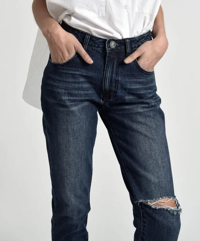 One Teaspoon Denim Jeans Women Lone Star Awesome Baggies High Waist Straight Leg Jean Blue