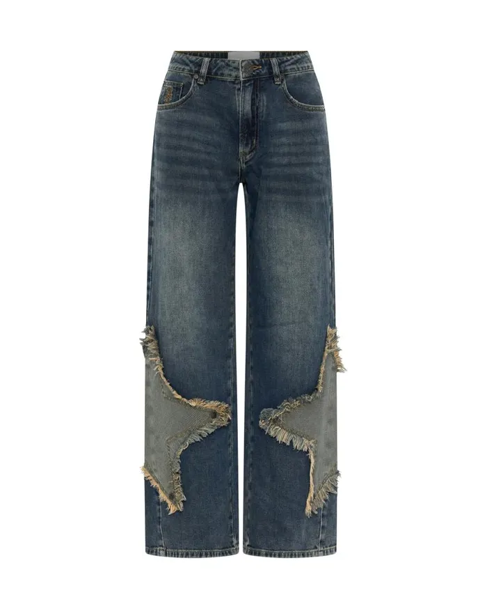 One Teaspoon Denim Jeans Women Memphis Star Jacksons Mid Waist Wide Leg Jeans