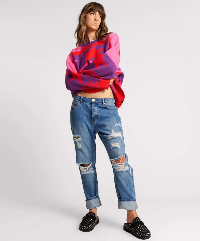 One Teaspoon Denim Jeans Women Midtown Messed Up Saints Boyfriend Jeans