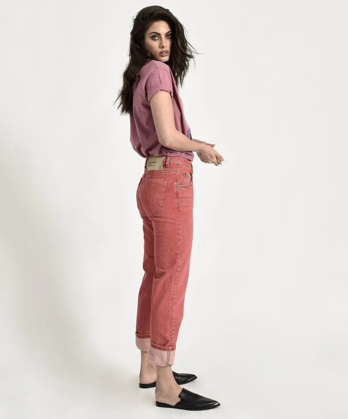 One Teaspoon Denim Jeans Women Organic Red Awesome Baggies High Waist Straight Leg Jean