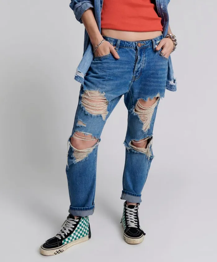One Teaspoon Denim Jeans Women Pacifica Saints Boyfriend Jeans