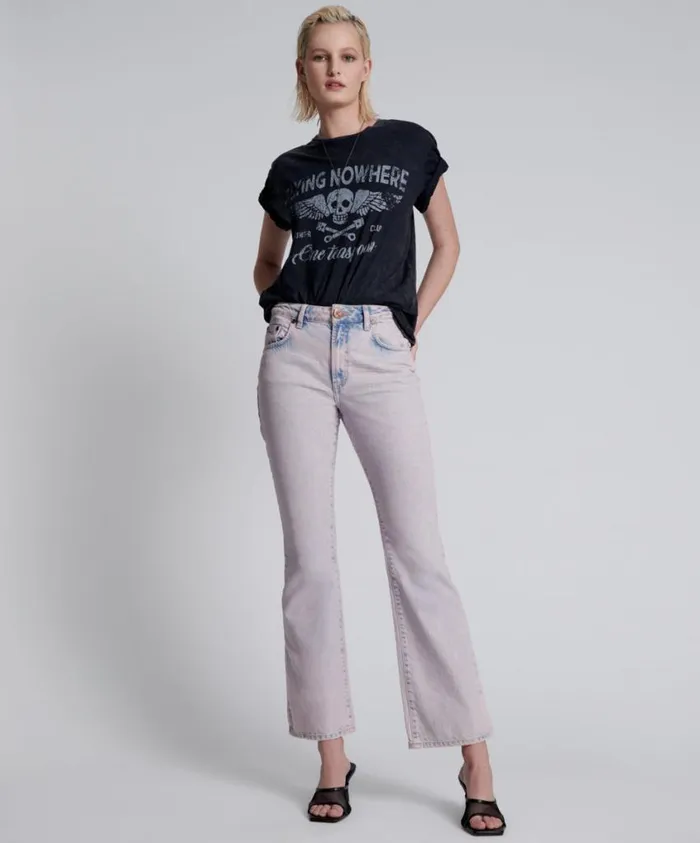 One Teaspoon Denim Jeans Women Pink Haze Charlie Flares