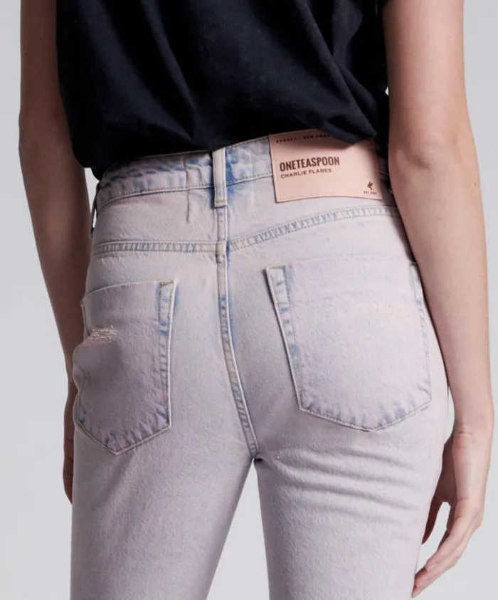 One Teaspoon Denim Jeans Women Pink Haze Charlie Flares