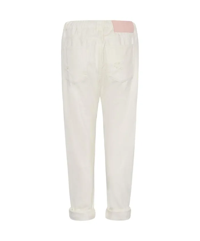 One Teaspoon Denim Jeans Women Soft White Shabbies Drawstring Boyfriend Jeans