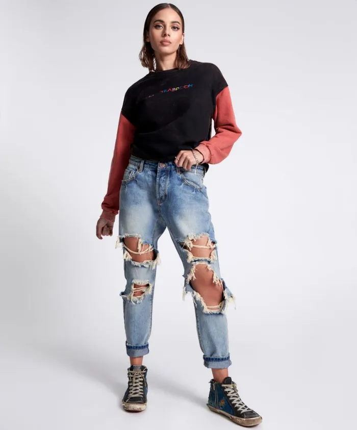 One Teaspoon Denim Jeans Women Sunbleach Blue Saints Boyfriend Jeans Blue