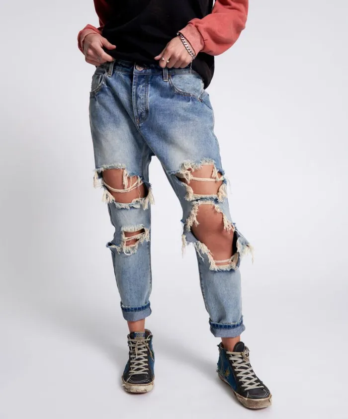 One Teaspoon Denim Jeans Women Sunbleach Blue Saints Boyfriend Jeans Blue