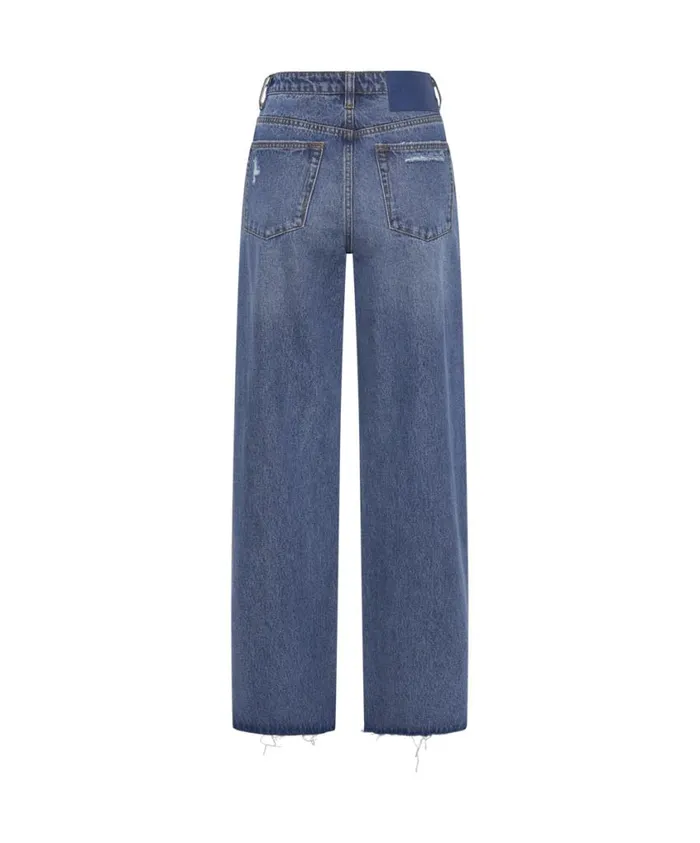 One Teaspoon Denim Jeans Women True Blue Straight Leg Mid Waist Denim Billie Jean