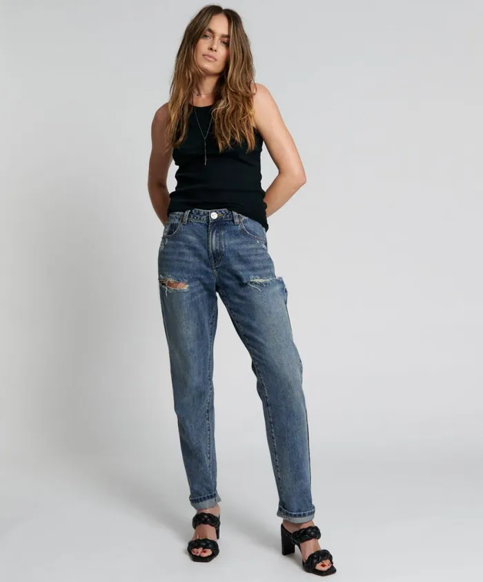 One Teaspoon Denim Jeans Women Used Blue 1982S High Waist Balloon Jeans
