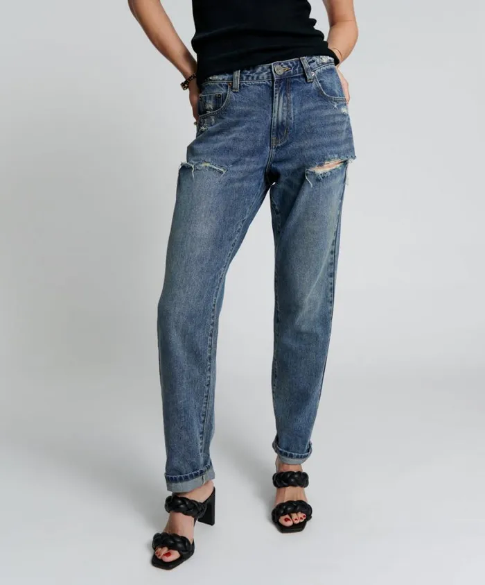 One Teaspoon Denim Jeans Women Used Blue 1982S High Waist Balloon Jeans