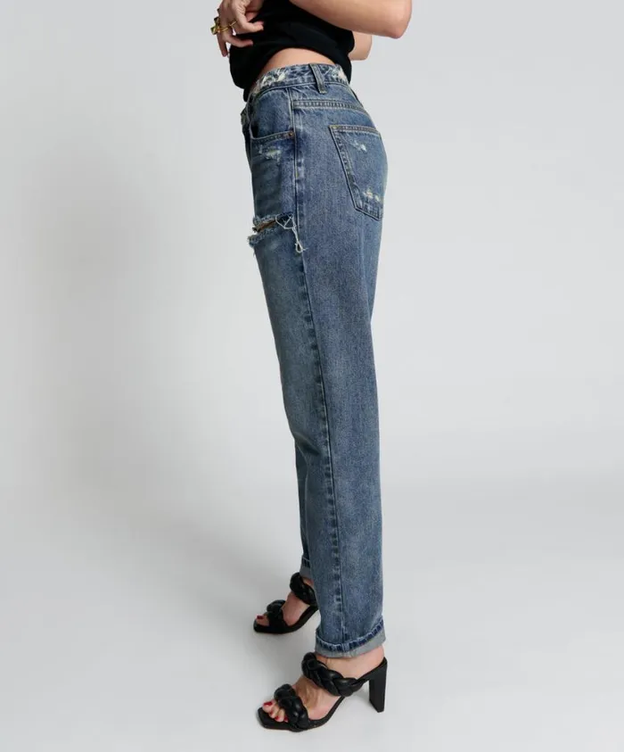 One Teaspoon Denim Jeans Women Used Blue 1982S High Waist Balloon Jeans