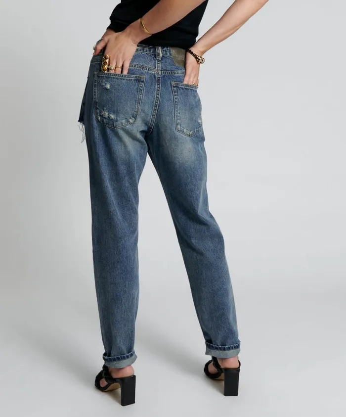 One Teaspoon Denim Jeans Women Used Blue 1982S High Waist Balloon Jeans