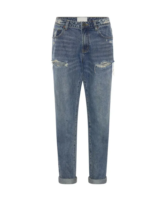 One Teaspoon Denim Jeans Women Used Blue 1982S High Waist Balloon Jeans
