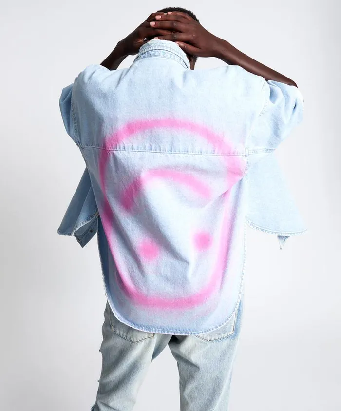 One Teaspoon Denim Shirts Women Bel Air Blue Smile On Daria Shirt