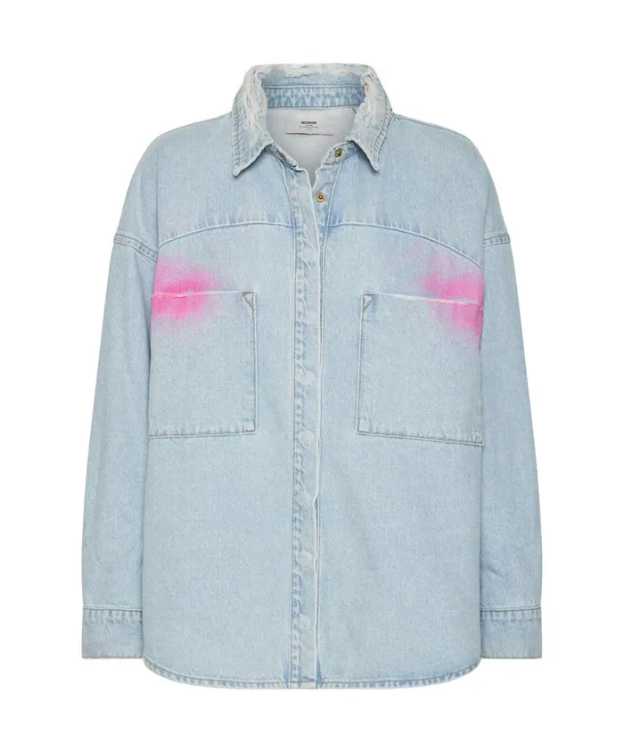 One Teaspoon Denim Shirts Women Bel Air Blue Smile On Daria Shirt