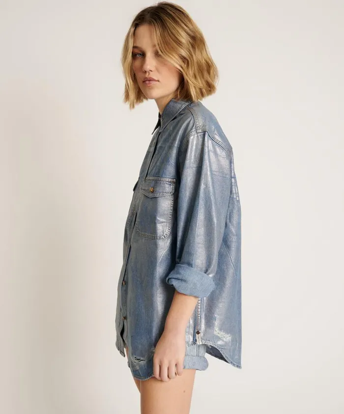 One Teaspoon Denim Shirts Women Blue Future Everyday Denim Shirt