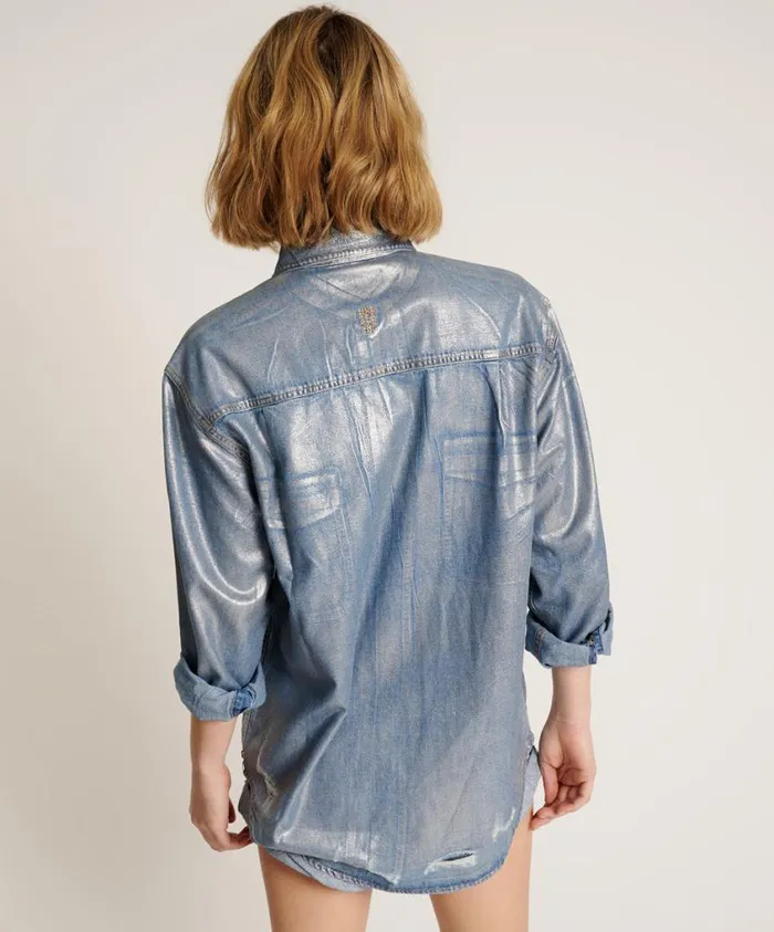 One Teaspoon Denim Shirts Women Blue Future Everyday Denim Shirt